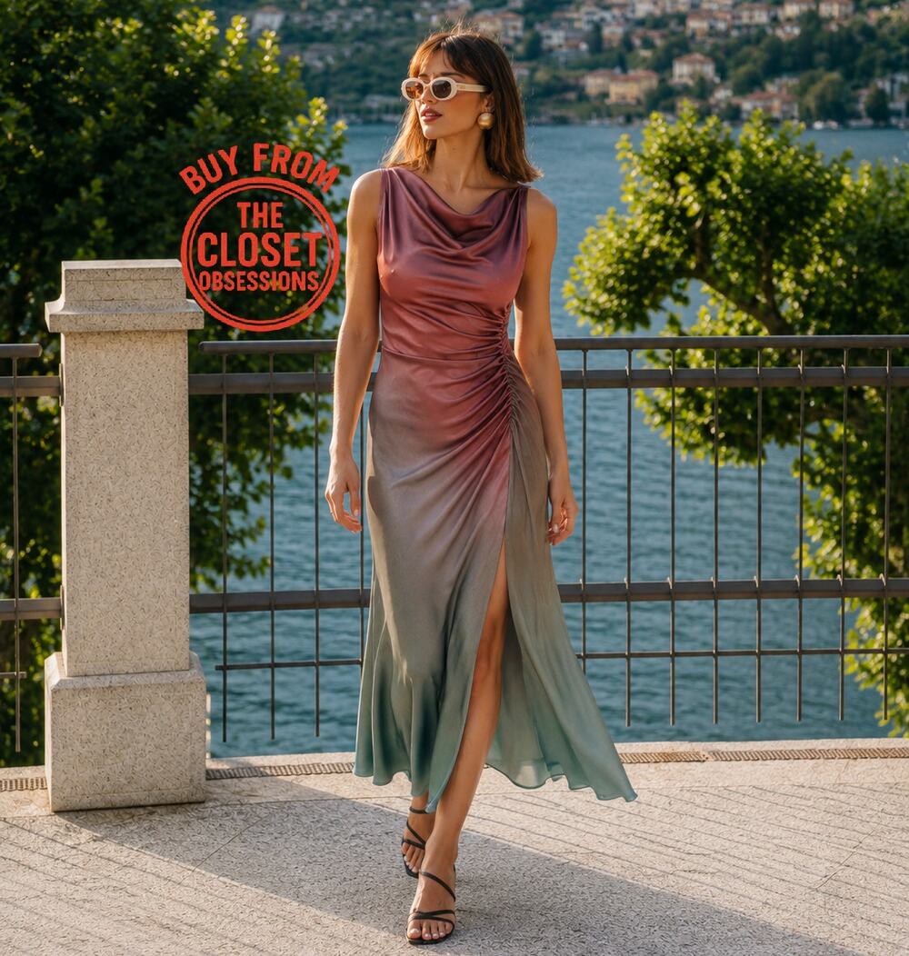 Zara NWT Ombre Gradient Ruched Side Slit Midi Dress M